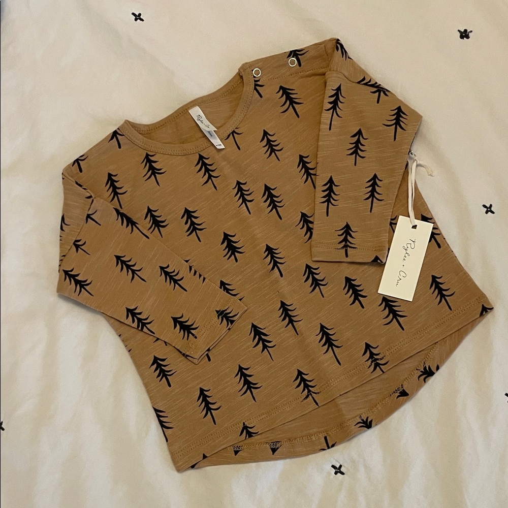 RYLEE + CRU Evergreen Tree Long Sleeve Boxy Tee T-Shirt Size 6-12 Months NWT